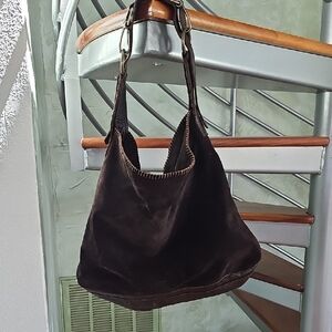 Dark Brown Suede Shoulder Bag